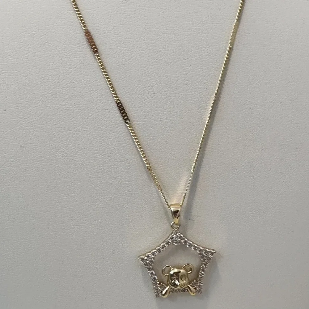 14k Gold Plated Chain Necklace Teddy Bear 19